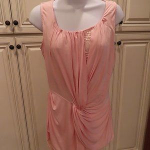 Barbie Pink Drape & Lace Sleeveless Top by Color Me Red size M